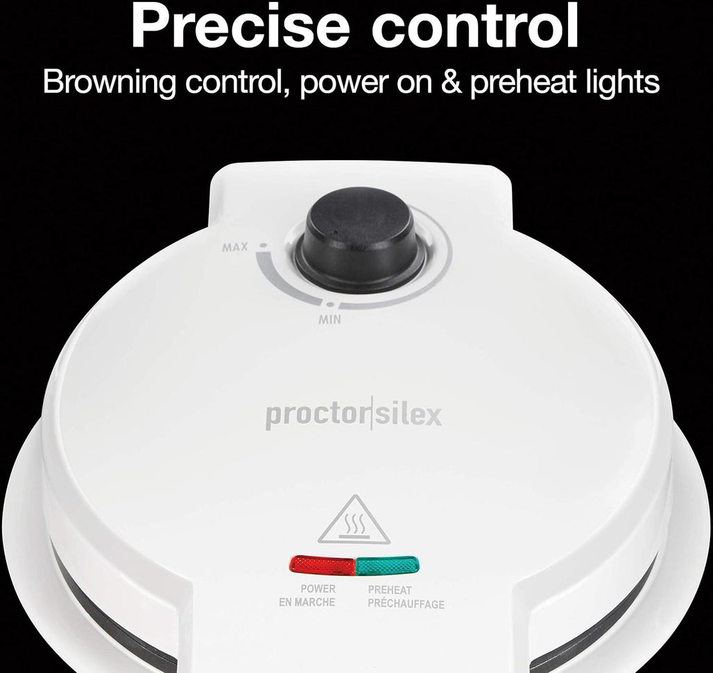 Proctor Silex Commercial - 7.5" White Cone and Ice Cream Bowl Waffle Maker with Browning Control - 26410