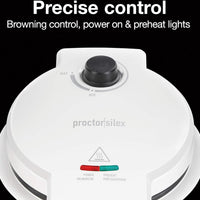 Proctor Silex Commercial - 7.5" White Cone and Ice Cream Bowl Waffle Maker with Browning Control - 26410