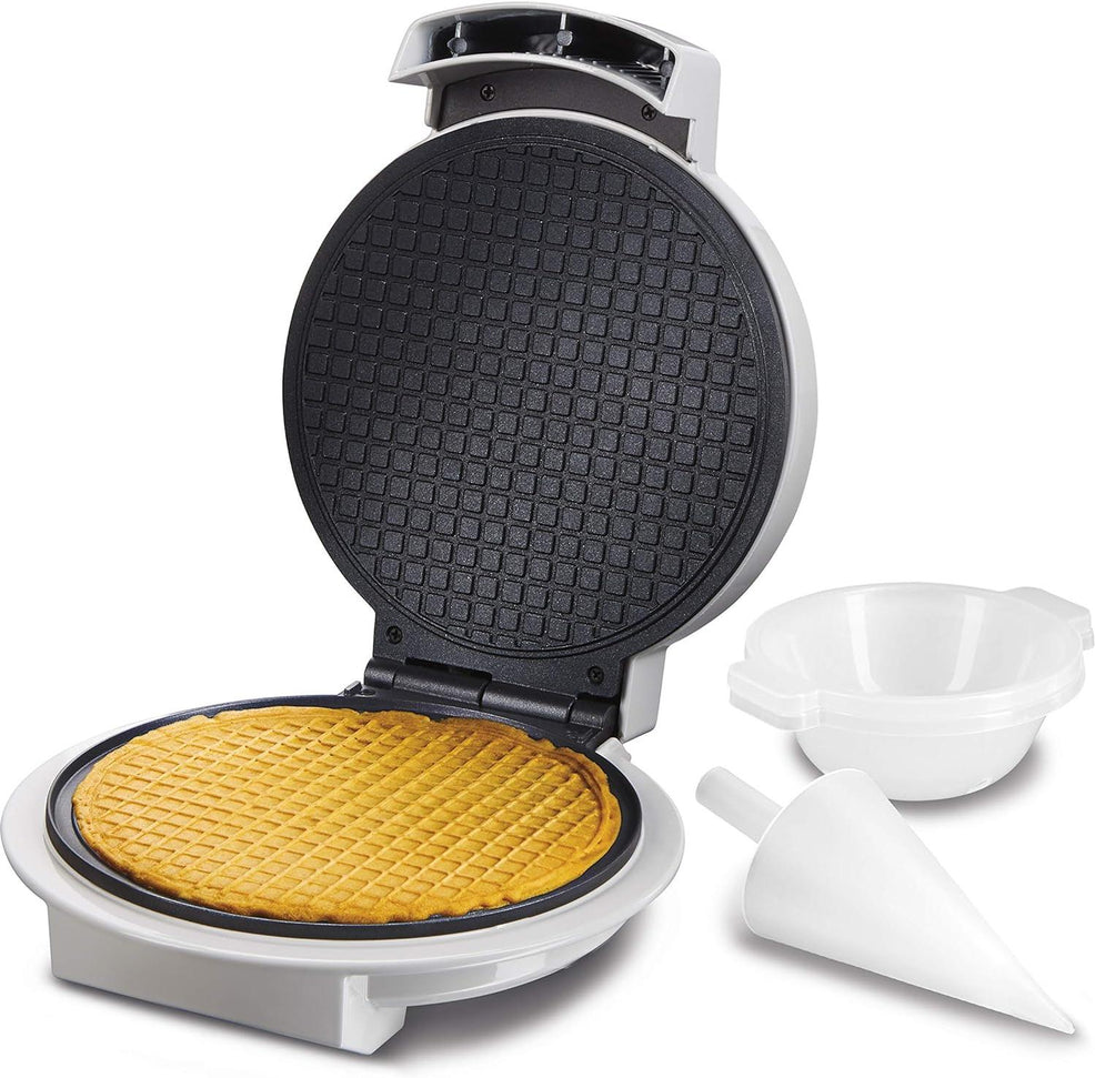 Proctor Silex Commercial - 7.5" White Cone and Ice Cream Bowl Waffle Maker with Browning Control - 26410