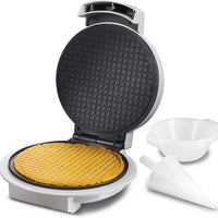 Proctor Silex Commercial - 7.5" White Cone and Ice Cream Bowl Waffle Maker with Browning Control - 26410