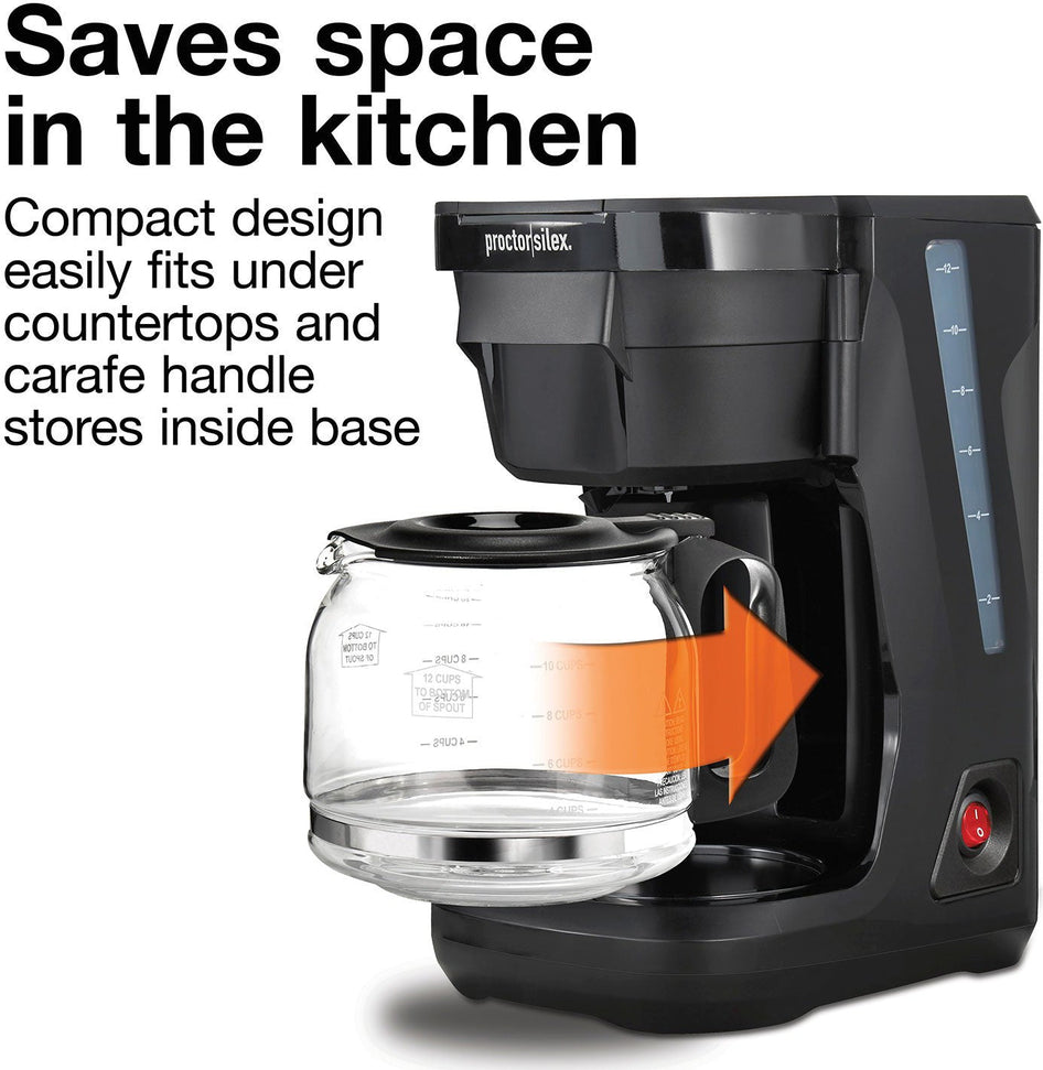 Proctor Silex Commercial - FrontFill Compact 12 Cup Black Coffee Maker - 43680PS