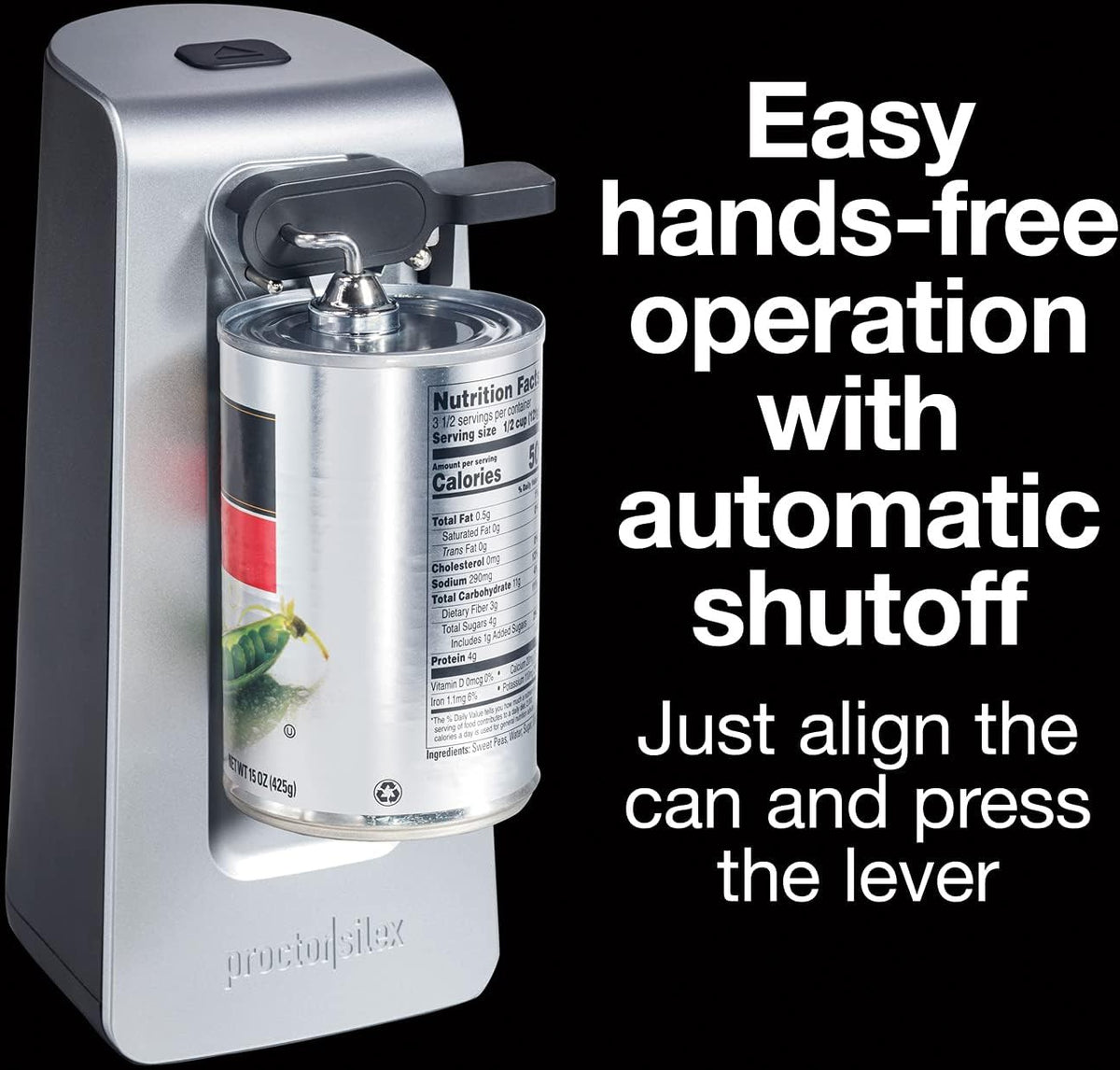 Proctor Silex Commercial - SureCut Electric Automatic Can Opener with Stainless Steel Blade - 75225