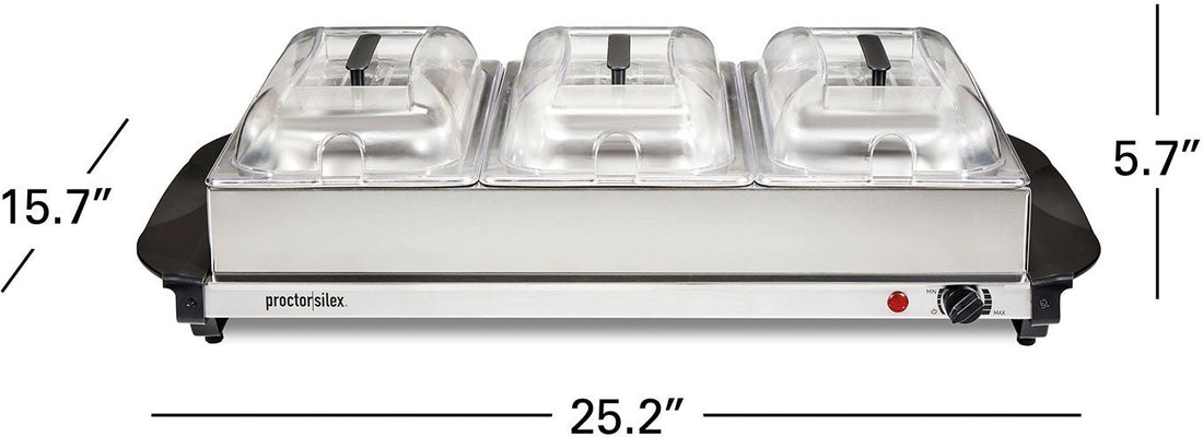 Proctor Silex Commercial - Triple Buffet Server With Domed Lids - 34300RG