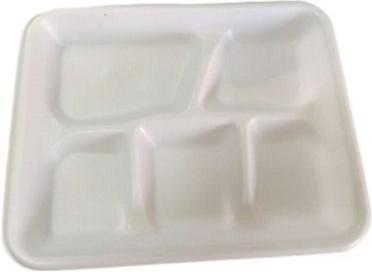 R J Schinner - White Empress Earth Mineral Filled PP Tray with 5 Compartment, 4/125 cs - EMPE5221R (Special Order Item)