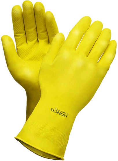 RONCO - 12" Small Yellow Latex Rubber Latex Gloves Pair - 15-332-09