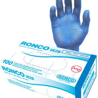 RONCO - Large Blue Vinyl Powder-Free Examination Gloves, 100/Bx - 335L