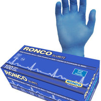 RONCO - Medium Blue Nitrile Powder-Free Blurite Gloves, 100/bx, 10 Bx/Cs - 979 (Special Order Item)