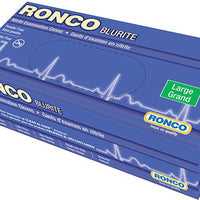 RONCO - Medium Blue Nitrile Powder-Free Blurite Gloves, 100/bx, 10 Bx/Cs - 979 (Special Order Item)