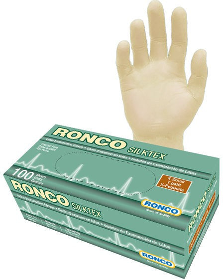 RONCO - Medium Tan Latex Powder-Free Exam Gloves, 100/Bx - 839