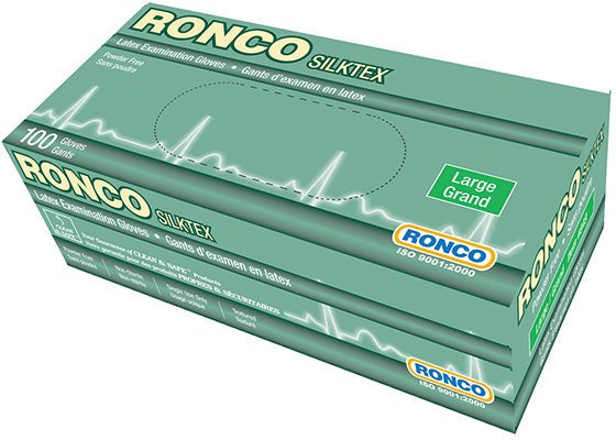 RONCO - Medium Tan Latex Powder-Free Exam Gloves, 100/Bx - 839