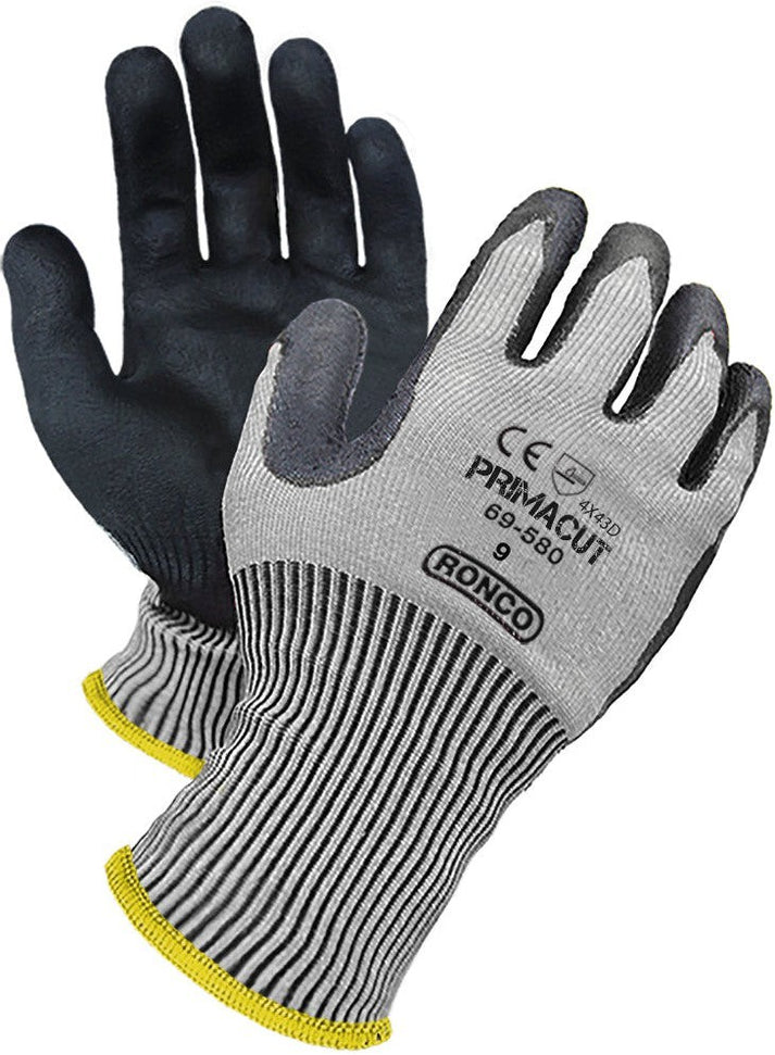 RONCO - Small Black & Grey Polyurethane Knitwrist Cuff Defensor Gloves - 69-580-07 (Special Order Item)