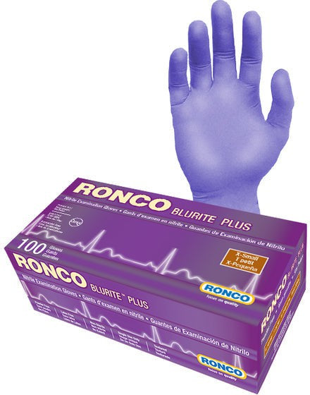RONCO - Small Dark Blue Nitrile Powder-Free Blurite Plus Gloves, 100/bx - 966 (Special Order Item)