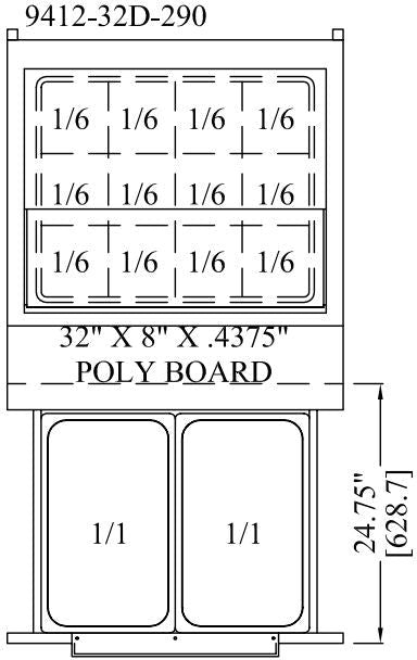 Randell - 32" Stainless Steel Two Drawers Mega Top Sandwich Prep Table - 9412-32D-290* (Special Order 4-6 Weeks)