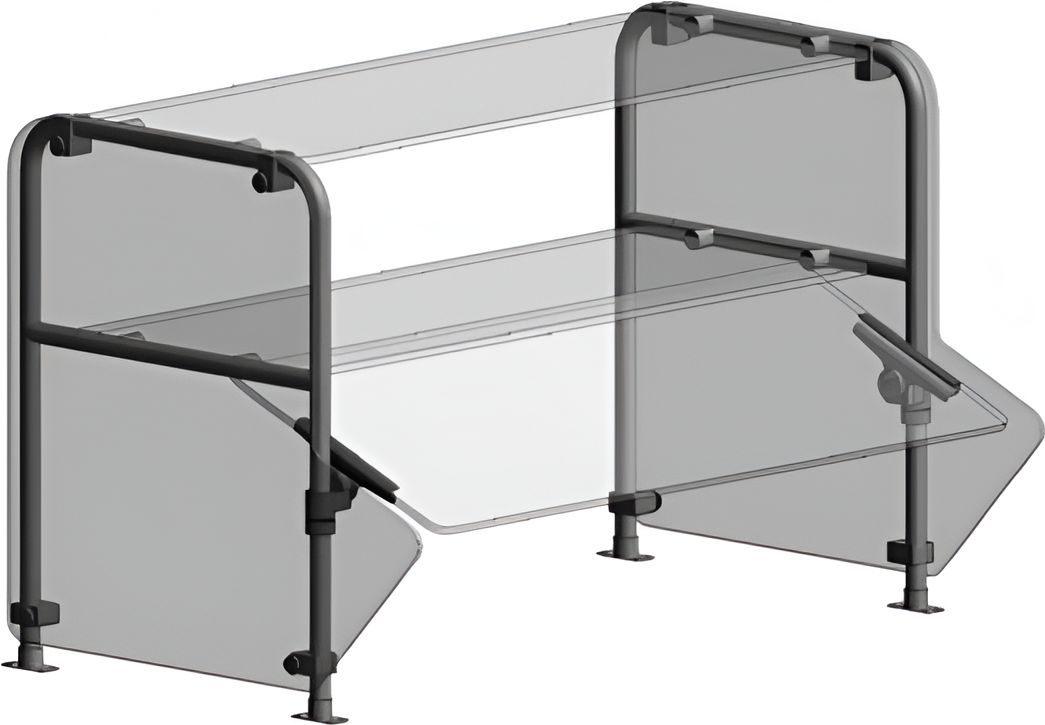 Randell - 36" Single Tier Double Sided Non Adjustable Self Service Front On Both Sides & Glass Top - RSB-STDSNA-36 (Special Order 4-6 Weeks)