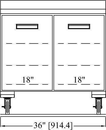 Randell - 36" Stainless Steel Two-Section Worktop Refrigerator With Two Doors - 9802-290 (Special Order 4-6 Weeks)