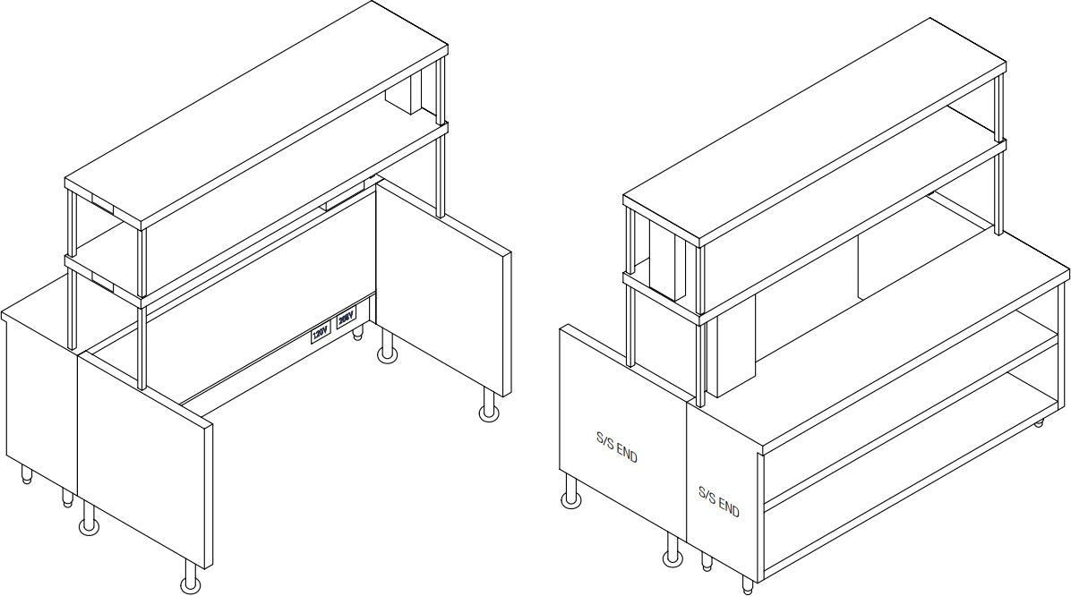 Randell - 37.5" Stainless Steel Chef Service Counters - RCR-37.5 (Special Order 4-6 Weeks)