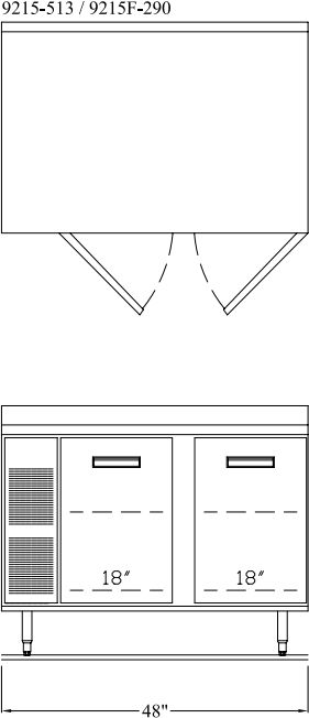 Randell - 48" Stainless Steel 2-Section Worktop Refrigerator With Two Doors - 9215-513 (Special Order 4-6 Weeks)