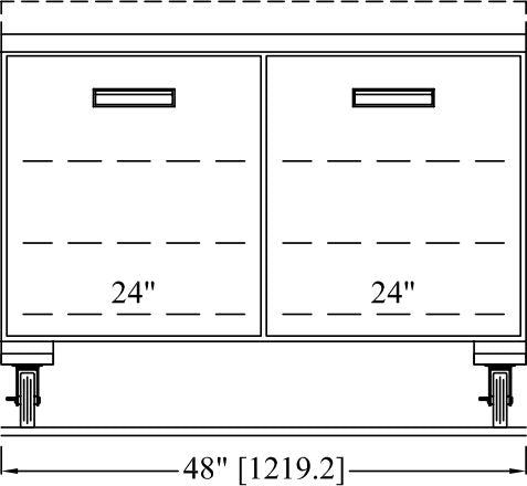 Randell - 48" Stainless Steel 2-Section Worktop Refrigerator With Two Doors - 9302-290 (Special Order 4-6 Weeks)