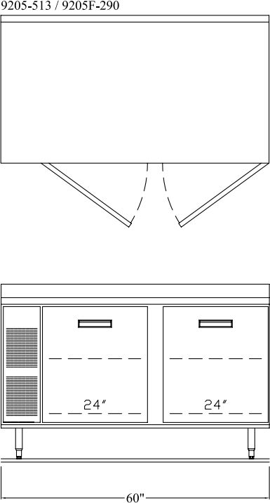 Randell - 60" Stainless Steel 2-Section Worktop Refrigerator With Two Doors - 9205-513 (Special Order 4-6 Weeks)