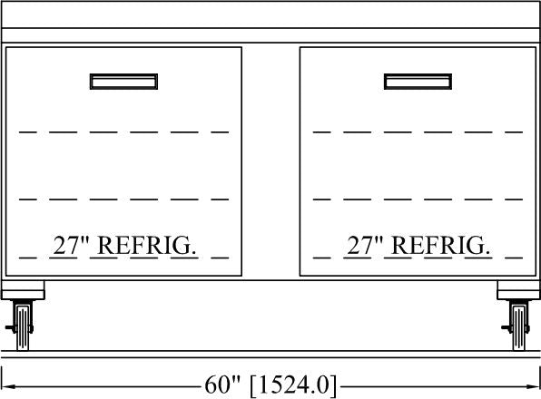 Randell - 60" Stainless Steel 2-Section Worktop Refrigerator With Two Doors - 9602-290 (Special Order 4-6 Weeks)