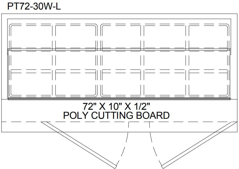 Randell - 72" Stainless Steel Mega Top Forced Air Sandwich Prep Table - PT72-30W-L (Special Order 4-6 Weeks)