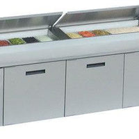 Randell - 96" Stainless Steel Three Doors Refrigerated Pizza Prep Table - 8396D-290 (Special Order 4-6 Weeks)