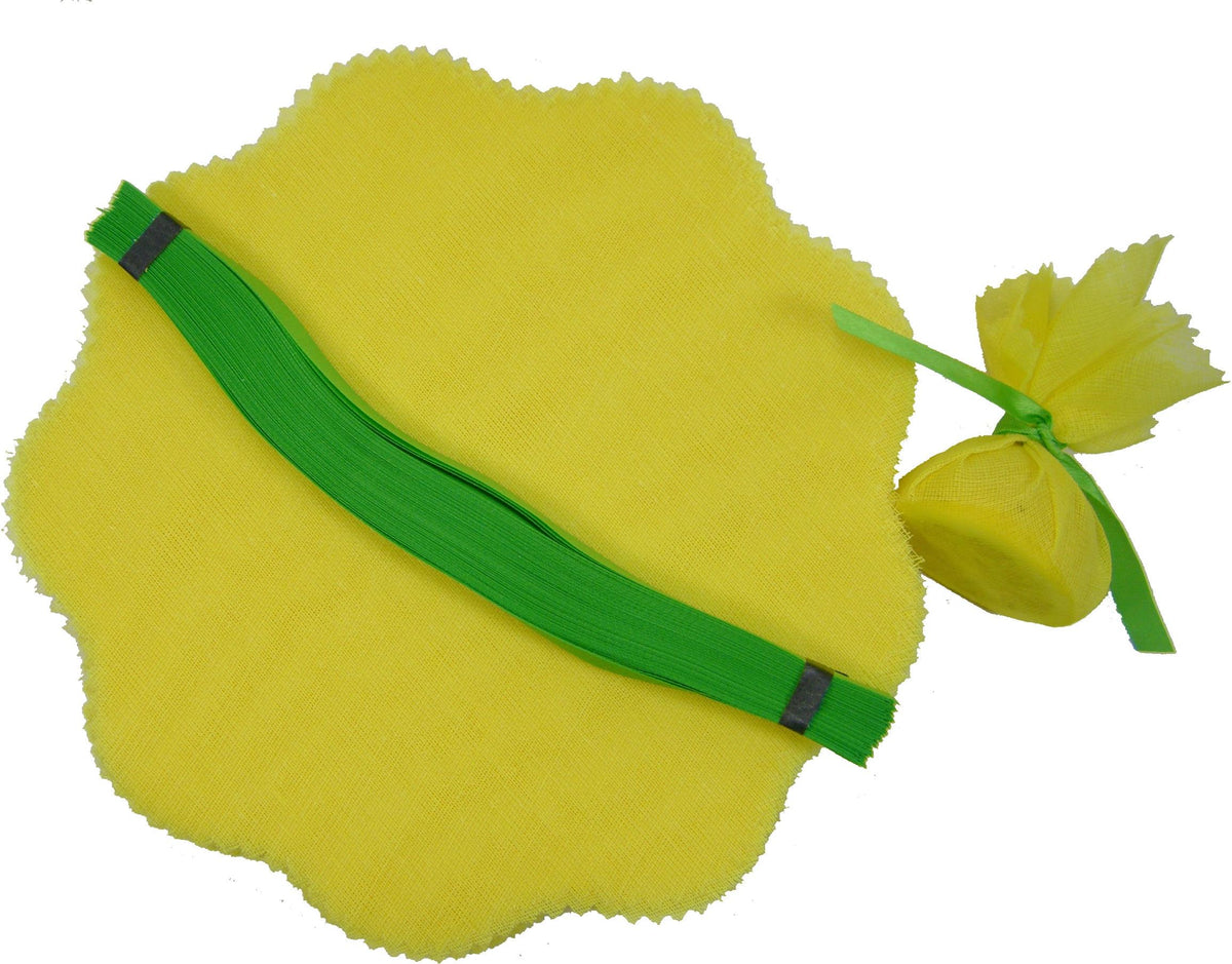 Regency Wraps - Lemon Wraps Yellow with Green Ribbon, Pack of 100 - RW200