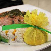 Regency Wraps - Lemon Wraps Yellow with Green Ribbon, Pack of 100 - RW200
