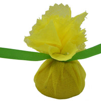 Regency Wraps - Lemon Wraps Yellow with Green Ribbon, Pack of 100 - RW200