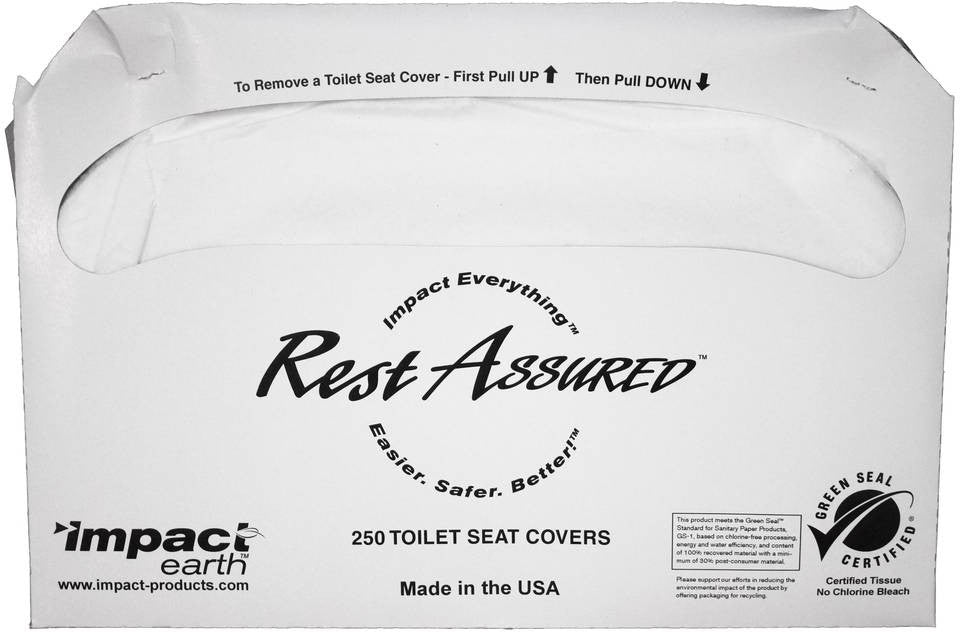 Rest Assured - Impact Earth 1/2 Fold Green Seal Toilet Seat Cover, 250/pk, 4 Pk/Cs - 14500291