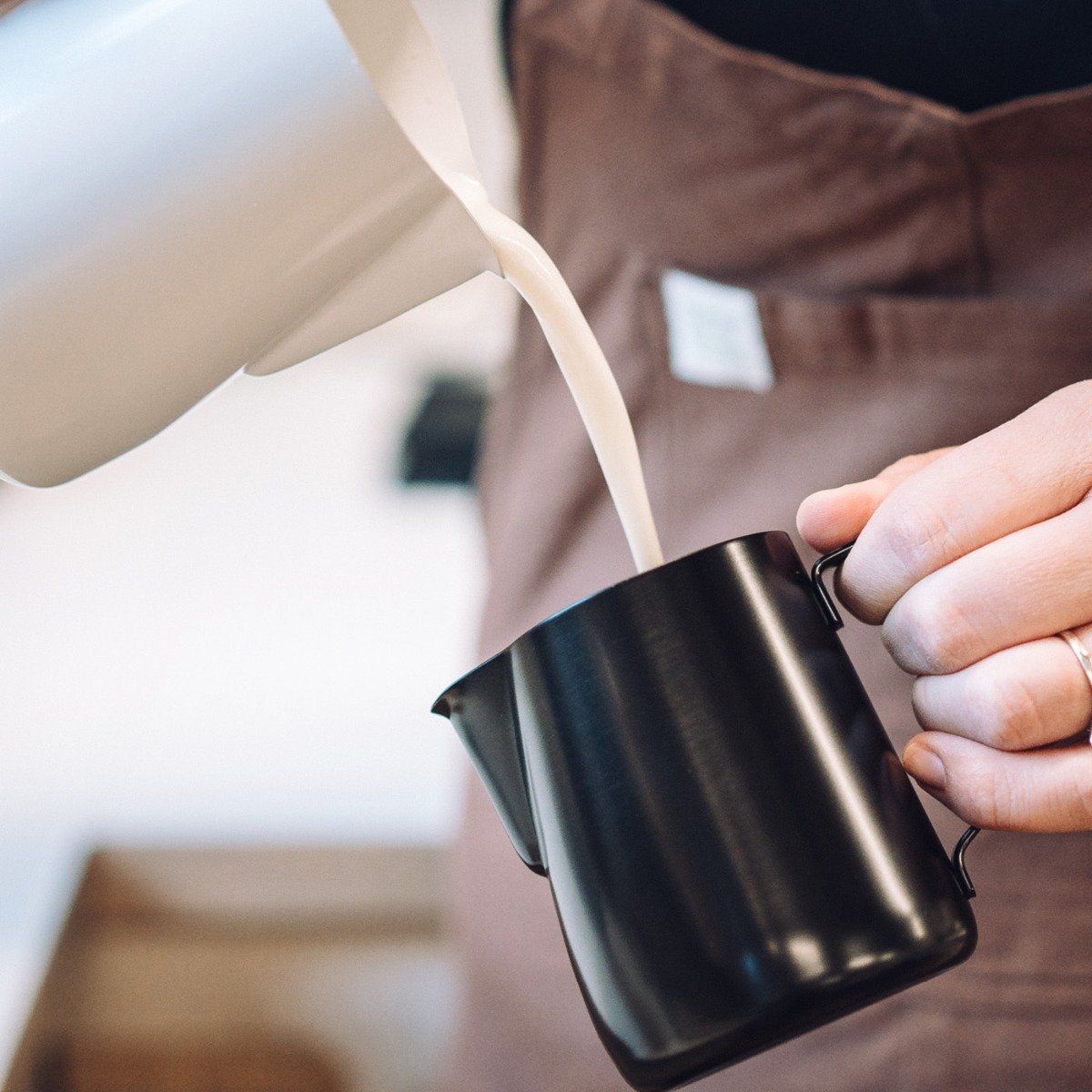 Rhino - 12 Oz (360ml) Black Stealth Milk Pitcher - RHTEF12Oz - Special Order Item, ETA 4-6 Weeks