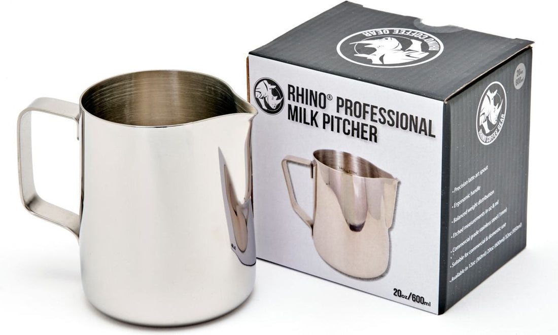 Rhino - 20 Oz (600ml) Stainless Steel Professional Milk Pitcher - RHMJ20Oz