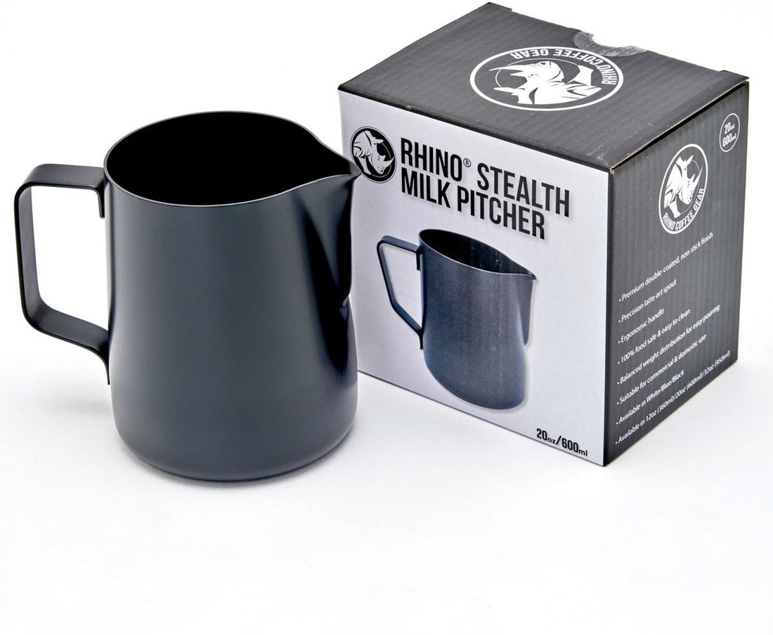 Rhino - 20 Oz (600ml) Stealth Milk Pitcher Black - RHTEF20OZ - Special Order Item, ETA 4-6 Weeks