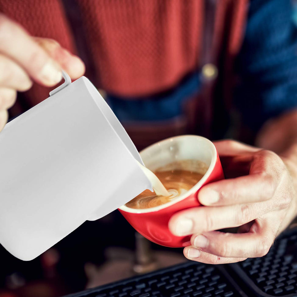 Rhino - 32 Oz (950ml) White Stealth Milk Pitcher - RHWH32OZ - Special Order Item, ETA 4-6 Weeks