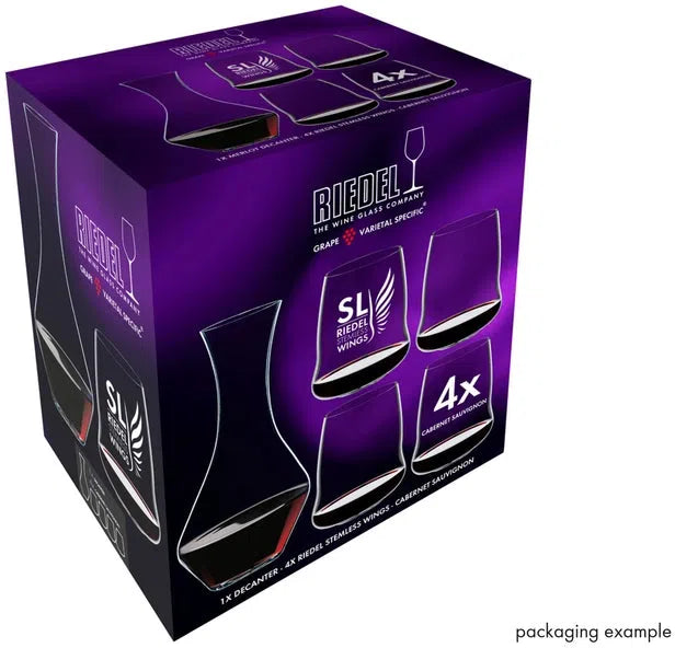 Riedel - 4 x Cabernet glasses + 1 x Merlot Decanter Stemless Wings Set - 5789/30