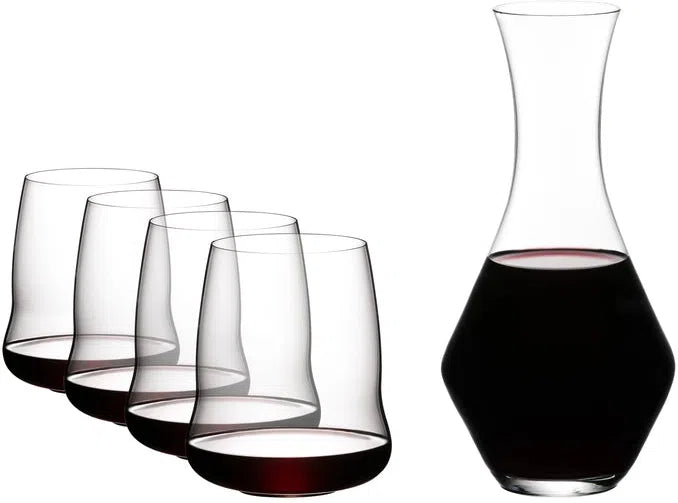 Riedel - 4 x Cabernet glasses + 1 x Merlot Decanter Stemless Wings Set - 5789/30