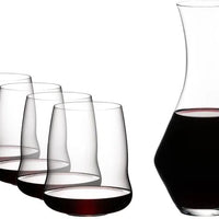 Riedel - 4 x Cabernet glasses + 1 x Merlot Decanter Stemless Wings Set - 5789/30