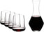 Riedel - 4 x Cabernet glasses + 1 x Merlot Decanter Stemless Wings Set - 5789/30