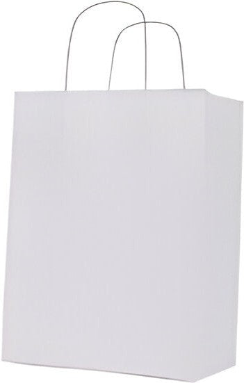 RiteEarth - 10" x 5" x 13" White Paper Twist Handle Bag, 250/Cs, 25Cs/sk - PT10513W