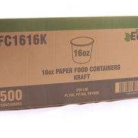 RiteEarth - 16 Oz Paper Food Container Kraft, 1600 Series 500/cs - FC1616K