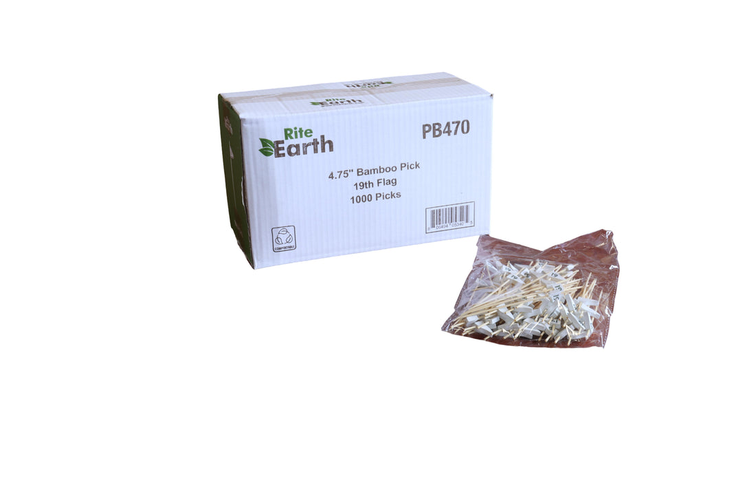 RiteEarth - 4.75" Bamboo Pick - 19th Flag, 100/Bg, 10 Bag/Bx - PB470