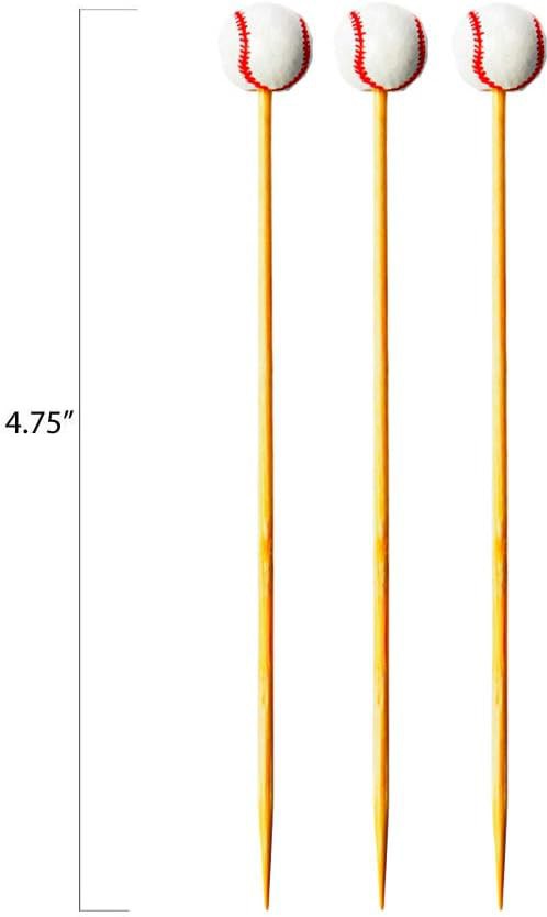 RiteEarth - 4.75" Bamboo Pick - Baseball, 100/Bg, 10 Bag/Bx - PB472