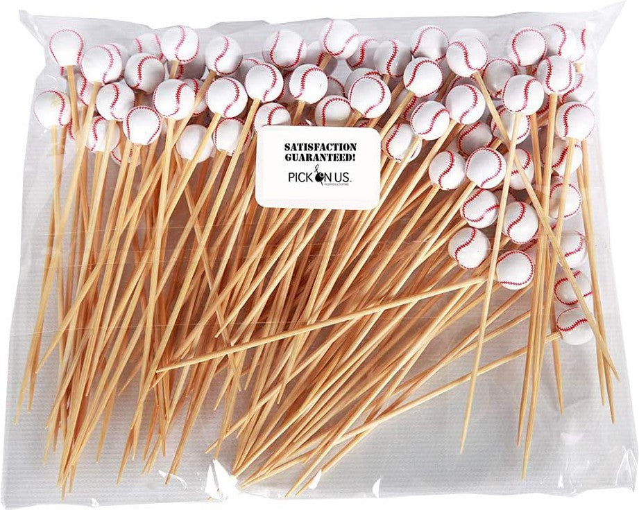 RiteEarth - 4.75" Bamboo Pick - Baseball, 100/Bg, 10 Bag/Bx - PB472