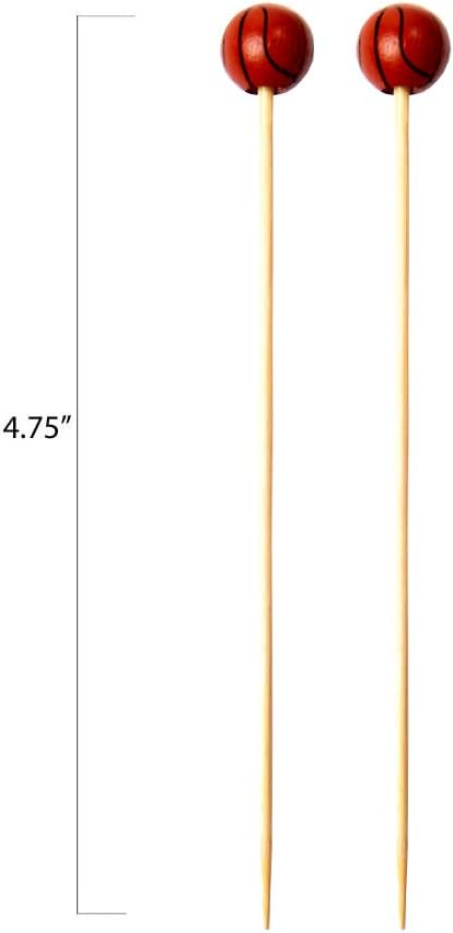 RiteEarth - 4.75" Bamboo Pick - Basketball, 100/Bg, 10 Bag/Bx - PB471