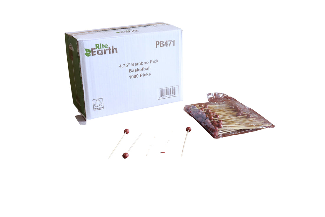 RiteEarth - 4.75" Bamboo Pick - Basketball, 100/Bg, 10 Bag/Bx - PB471