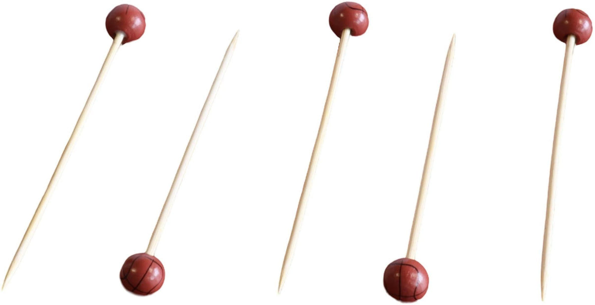 RiteEarth - 4.75" Bamboo Pick - Basketball, 100/Bg, 10 Bag/Bx - PB471