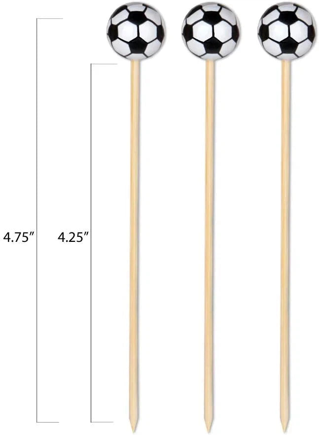 RiteEarth - 4.75" Bamboo Pick - Soccer, 100pcs/bag, 10bag/box - PB476