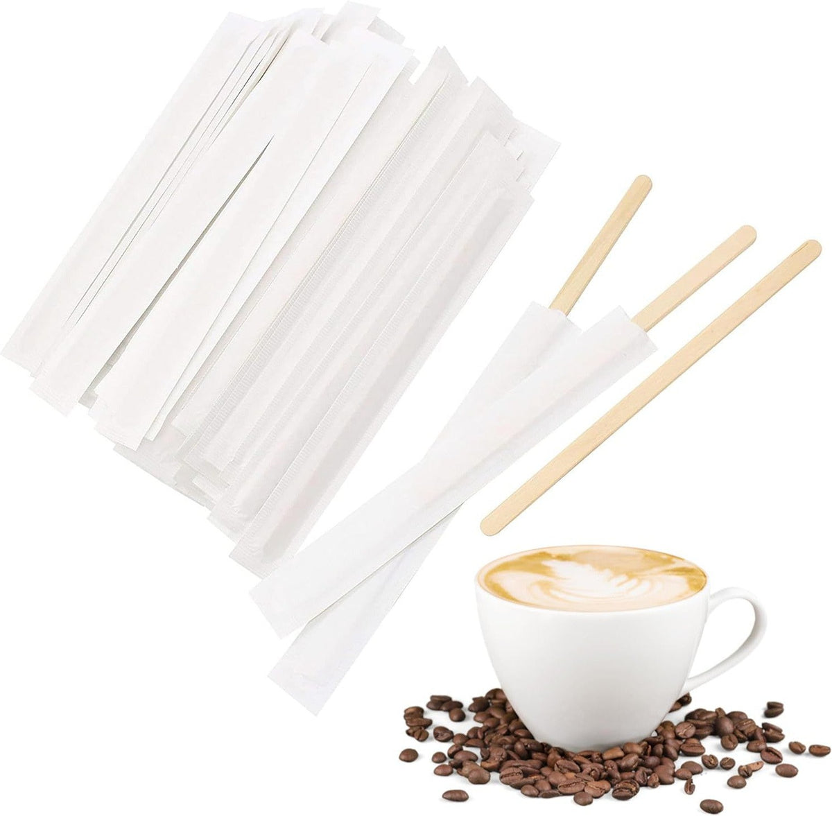 RiteEarth - 5.5" Wrapped Wooden Stirrer, Pack of 500 - ST550W