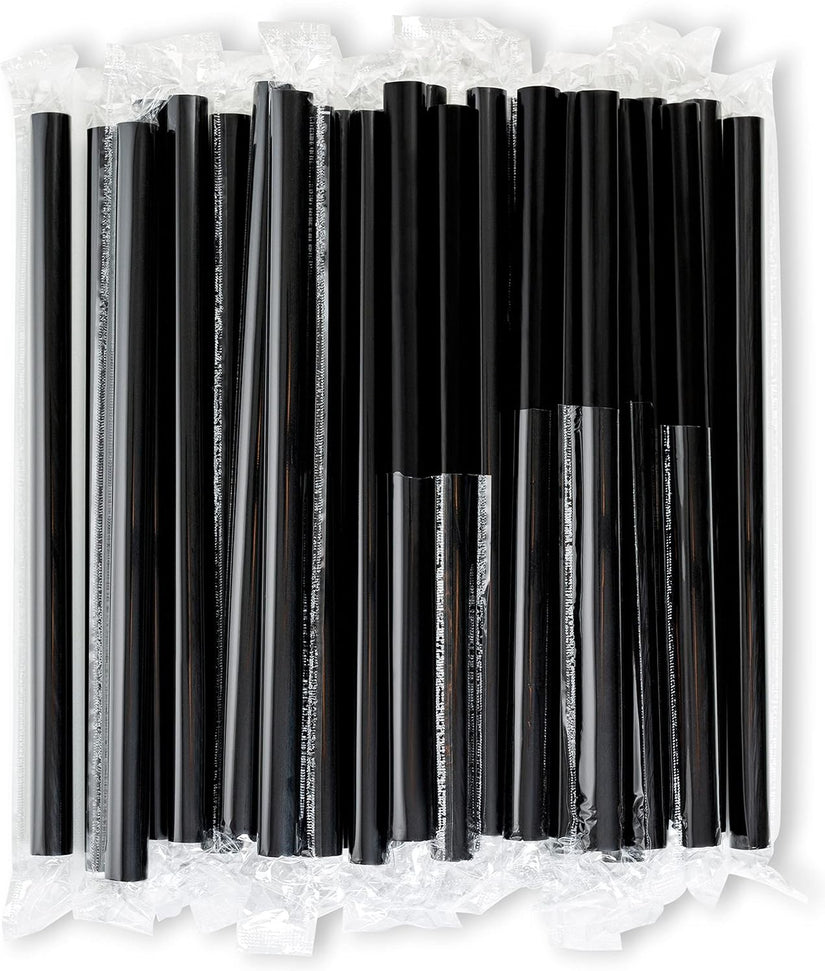 RiteEarth - 6" Black Paper Milkshake Straws, 100/Bx, 9 Bx/Cs - SE0619