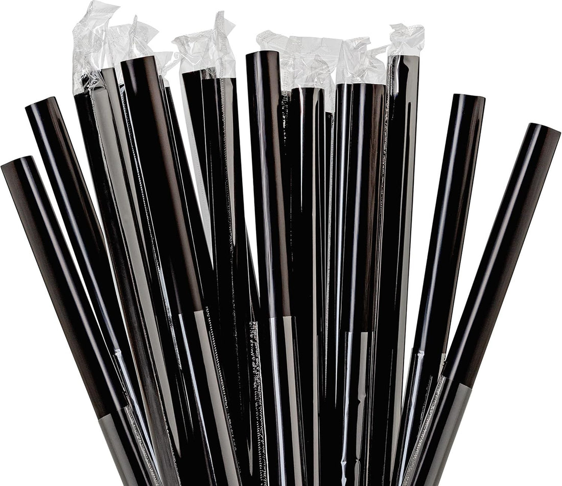 RiteEarth - 6" Black Paper Milkshake Straws, 100/Bx, 9 Bx/Cs - SE0619